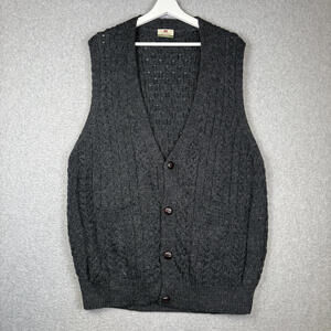 Carraig Donn Men’s XL Wool Aran Cable Knit Sweater Vest Made in Ireland